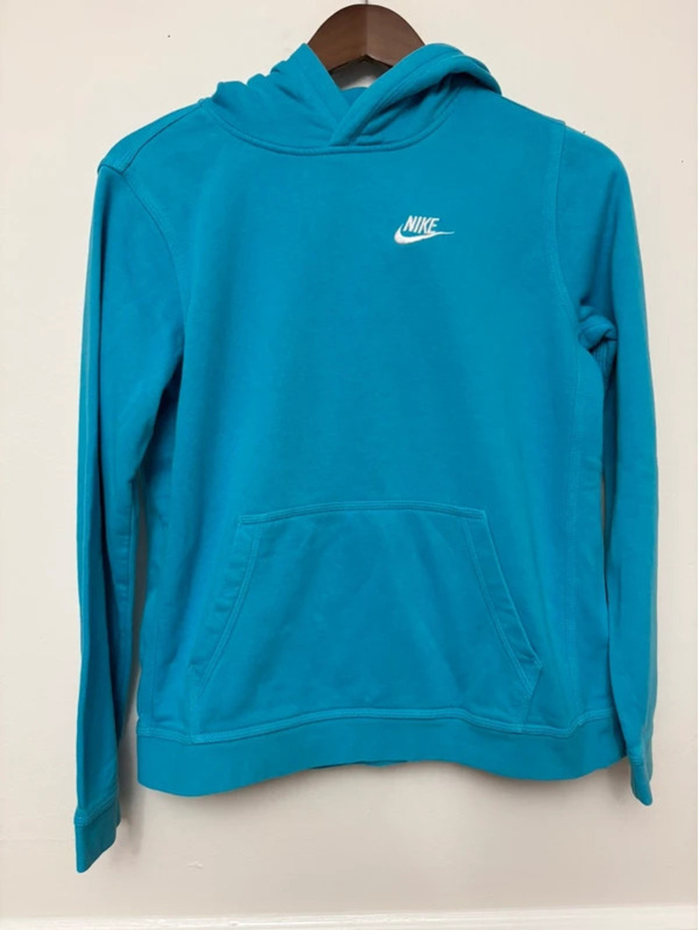 Nike Turquoise Blue Pullover Hoodie XL Embroidered Swoosh Minimalist